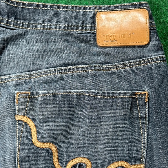 Y2K Baggy Fit Ecko Jorts Mens 38 Southpole Style Wide Leg Hip Hop Denim Shorts - Picture 2 of 8